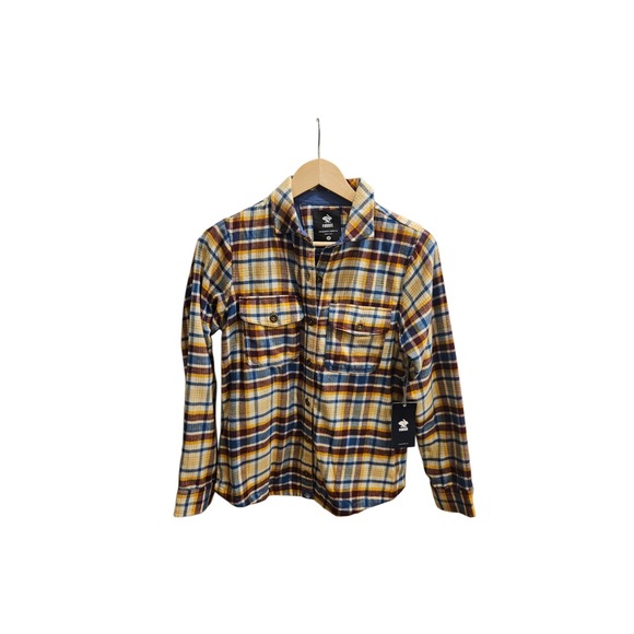 Rabbit Tops - NWT Rabbit Women's High Country Flannel Lined Seedpearl Plaid Snap Shirt Size XS